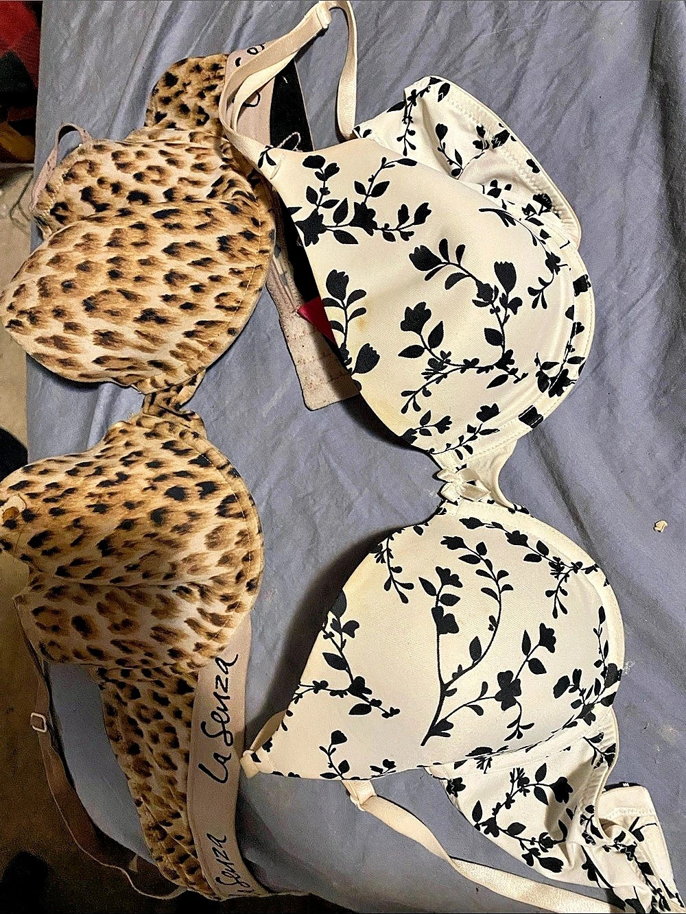 Maidenform One Fab Fit Demi T-Shirt Bra Two-Piece Floral & Leopard Bras Size 36C